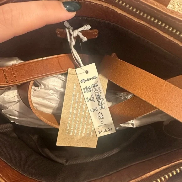 NWT Madewell Small Transport Leather Brown Tote Bag - Picture 8 of 8